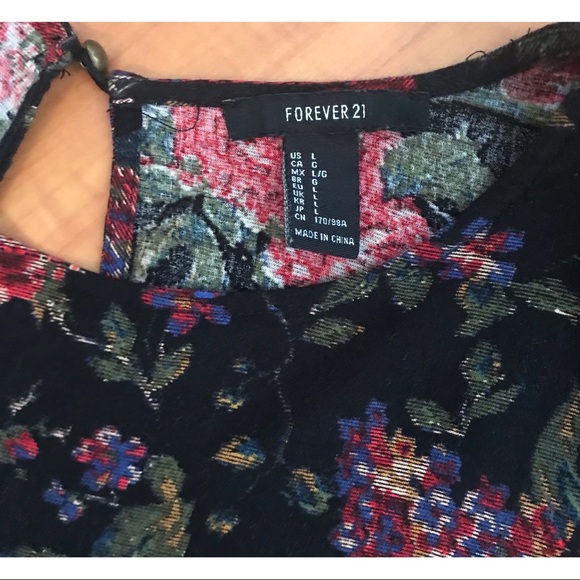 forever 21 witchy bell sleeve floral dress large - Picture 9 of 9